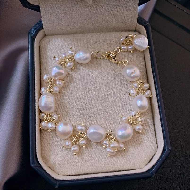 Sell 100% Natural Baroque Freshwater Pearl 14K Gold Filled Female Charm Bracelet Hand Jewellery Accessories 240518