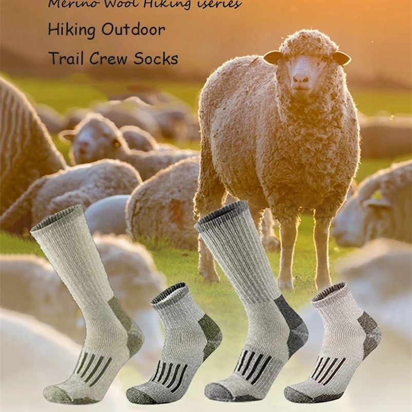 Hiking Socks Merino Wool Socks Mens 80% Merino Wool Ski Socks Winter Thick Heat Crew Socks Mens Walking Warmth Anti Odor 240924bj