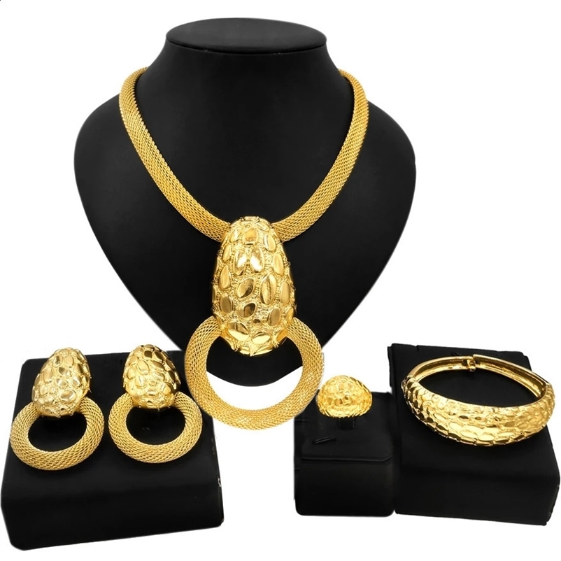 Womens jewelry set simple pendant Dubai gold-plated necklace for daily party pairing summer jewelry free delivery 240808bj