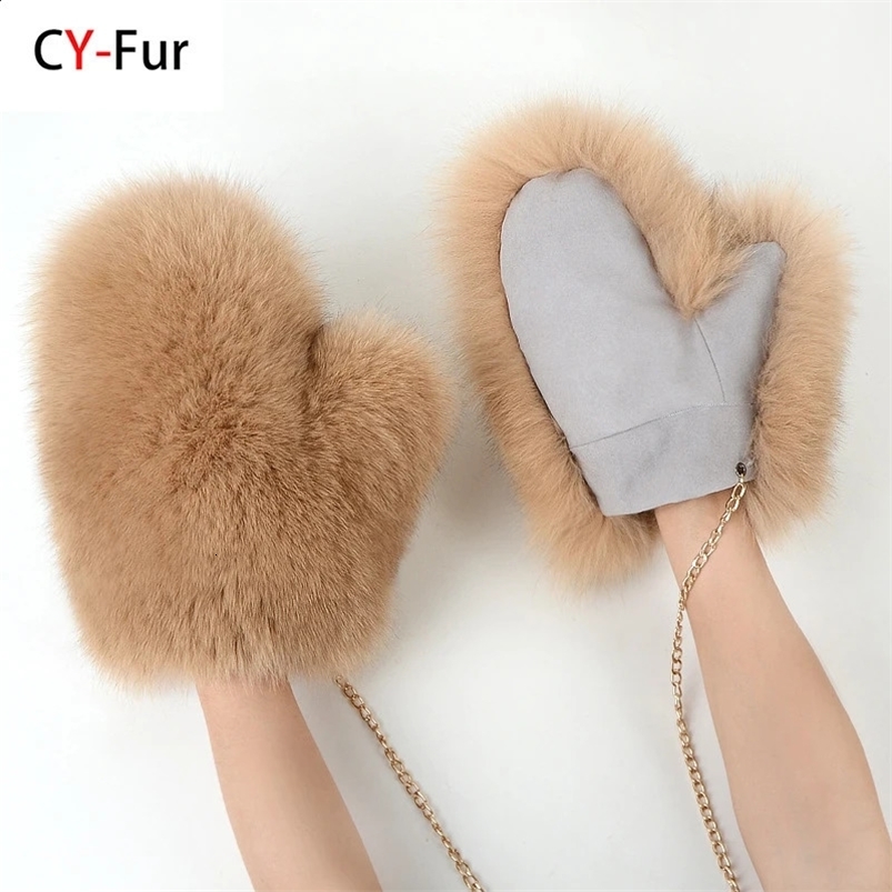 Winter Womens Natural Fox Fur Gloves Warm 100% Genuine Fox Fur Gloves for Girls Fashion Genuine Fox Fur Gloves 241021