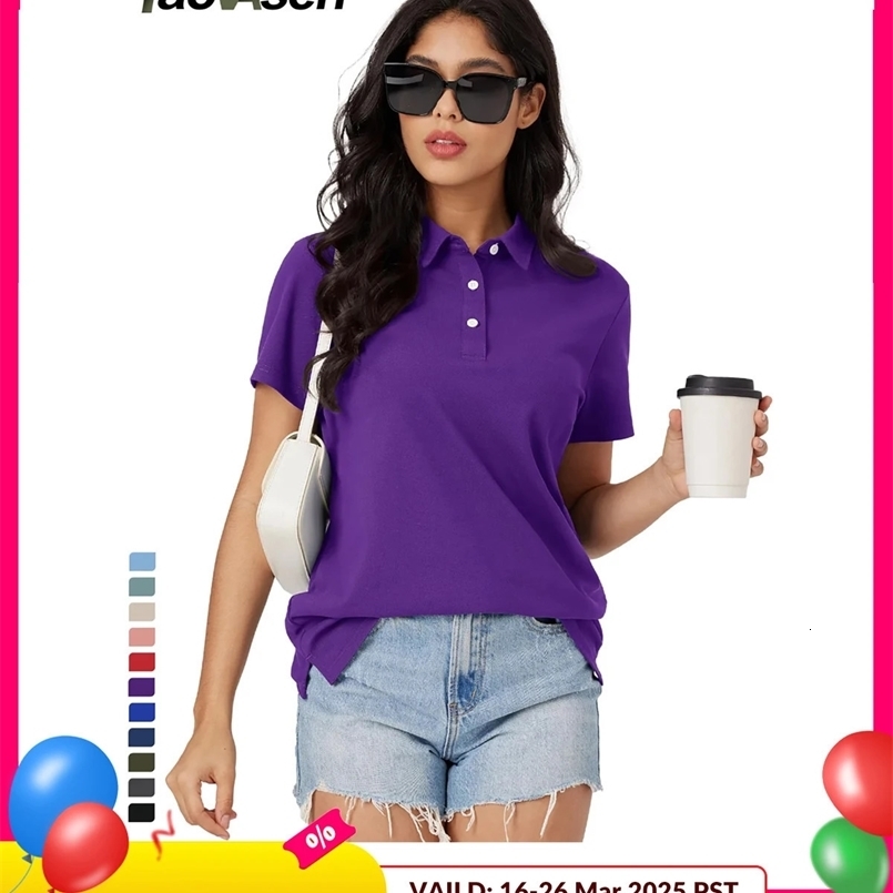 TACVASEN Summer Polo Shirts Womens Cool Ice Silk Short Sleeve Shirt Breathable Quick Dry Casual Golf Shirts Pullover Tee Tops 250318