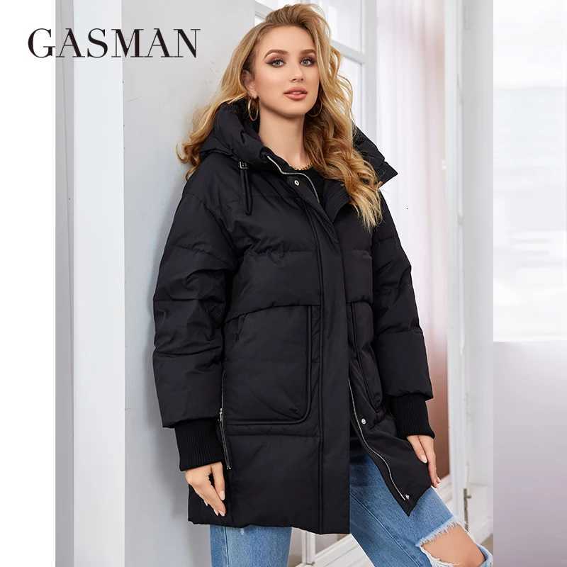 GASMAN 2023 Brand High Quality Solid Womens Jacket Black Fashion Warm Coats Women Winter Down Jackets Hooded Parkas 83271 Z250923