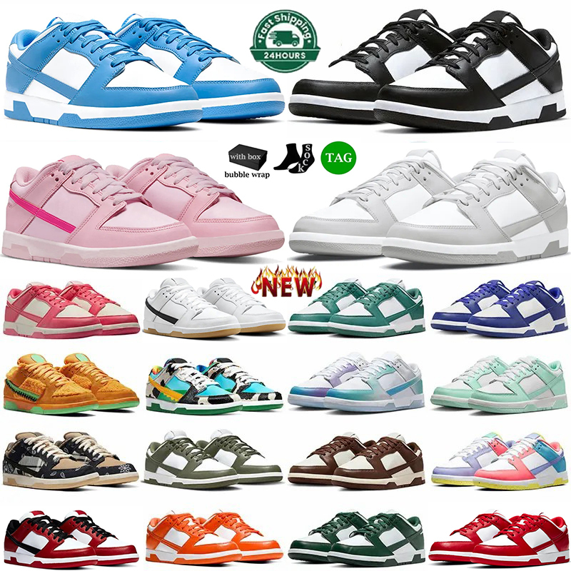 With Box Running Shoes for Men Women Designer Pandasneakers Low Casual Shoes White Black Grey Fog Olive Brown UNC Coast Outdoor Mens Duncs Flat Snea
