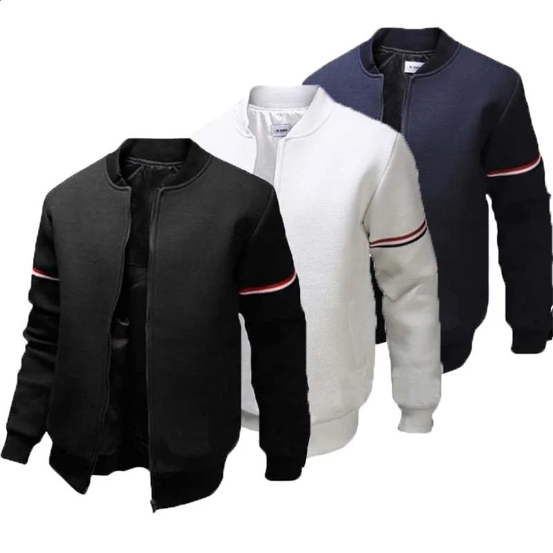Mens Jacket Daily Fall Winter Windbreak Coat Webbing Stand Collar Regular Fit Active Long Sleeve Jackets Baseball Uniform 4XL 240829