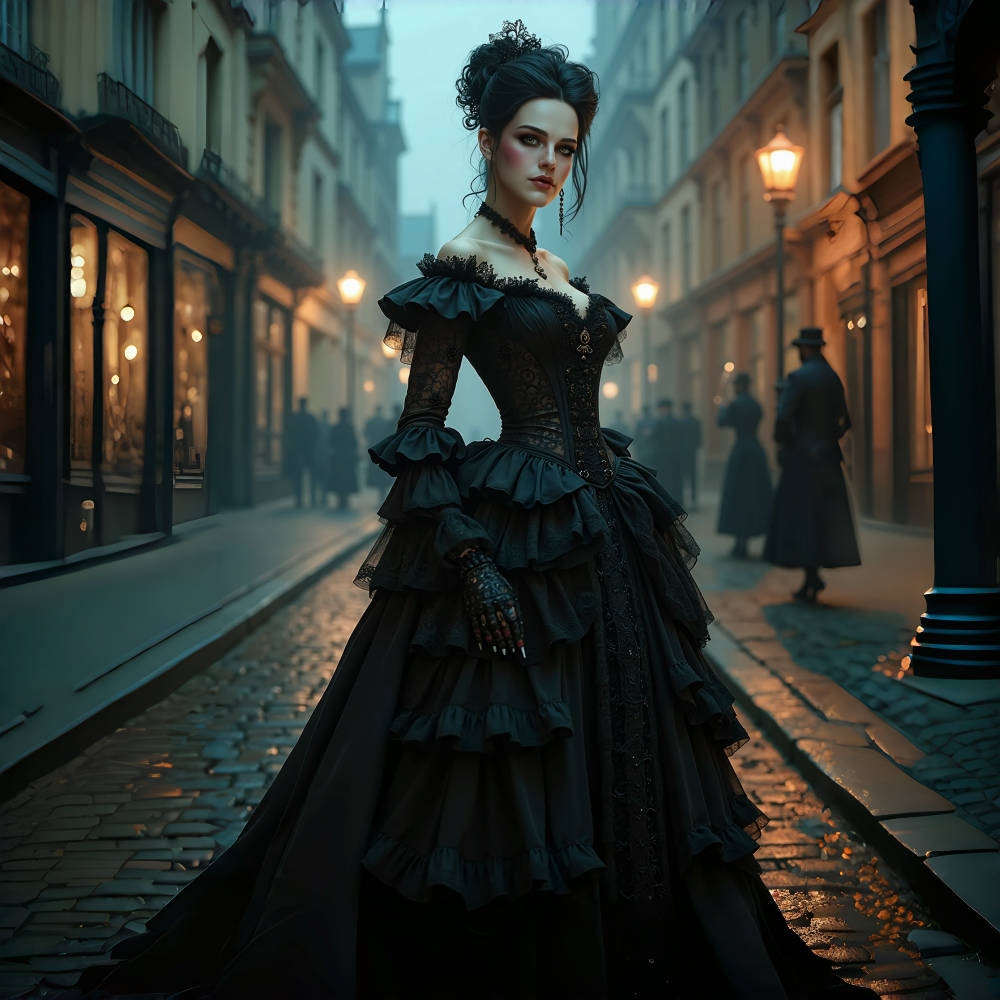 Gothic Black Wedding Dresses Ruffles A-Line Vintage Victorian Bridal Gowns Lace Long Sleeves Off Shoulder Vestidos De Novia