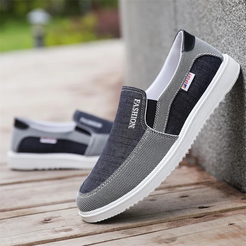 Mens canvas shoes slip in casual lightweight breathable summer fashionable sports shoes young and comfortable skateboarding shoes office shoes 24093