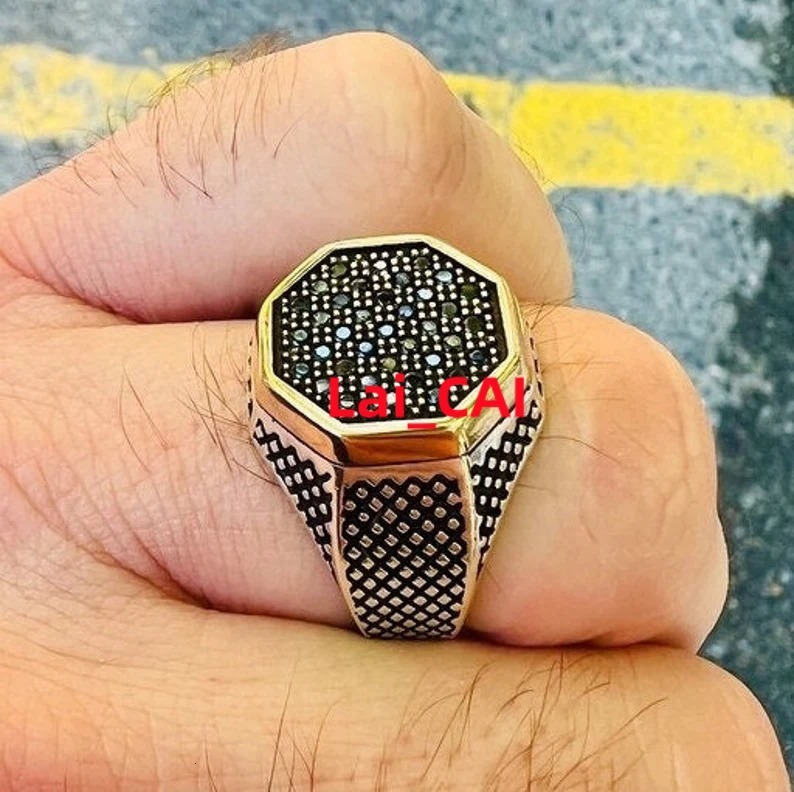 Anneau de Moissanite noir Beau anneau de fiançailles en argent sterling bijoux personnalisé Bague hip hop autre bijoux en diamant