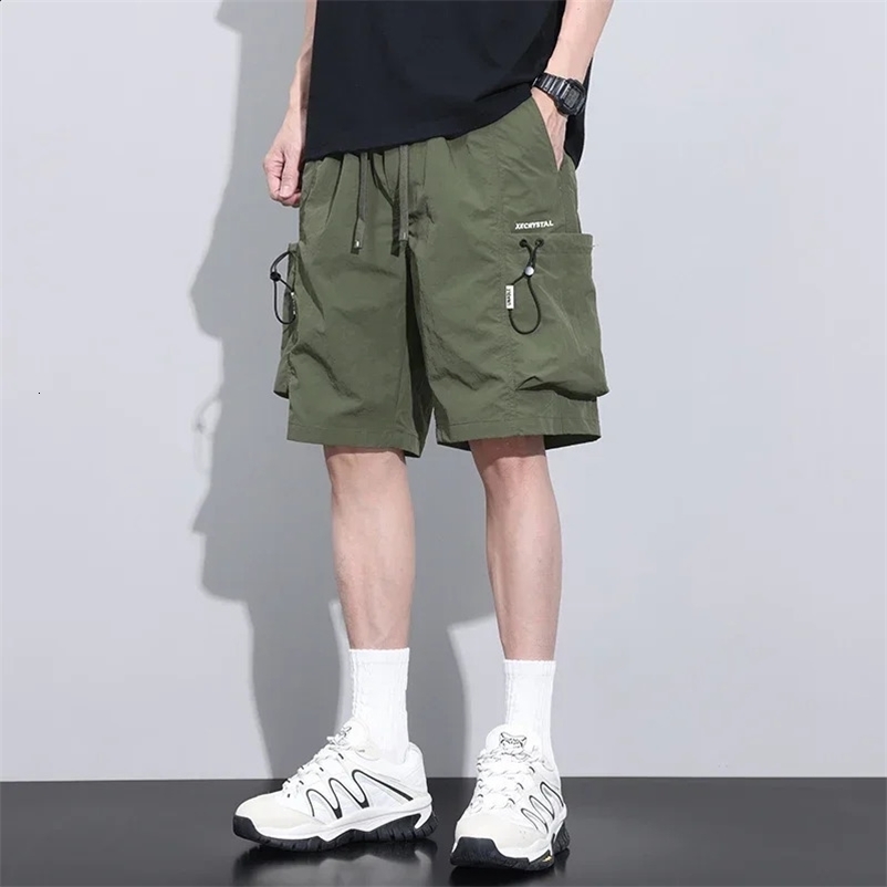 Summer Thin Goods Mens Loose Shorts with Pocket Pockets Mens Fashion Street Clothing Hip Hop Korean Pop Y2k Clothing 250110