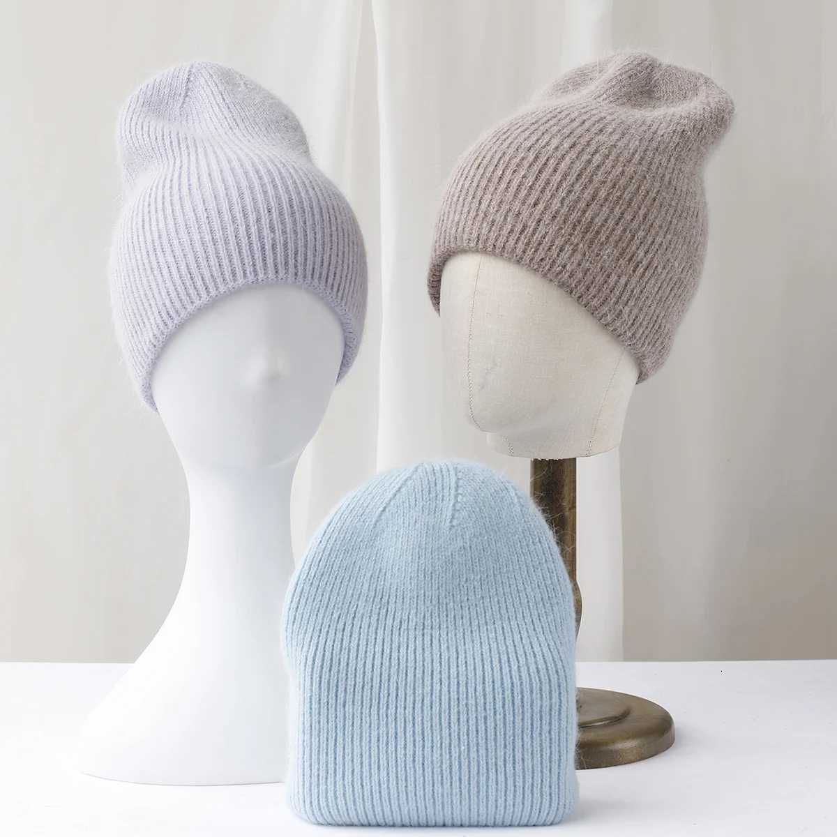 2024 color warm Thick and warm ski hat Rabbit hair knitted pullover cap Wool hats Mens hat Knitted Women Winter Hat WholesaleXJ250923