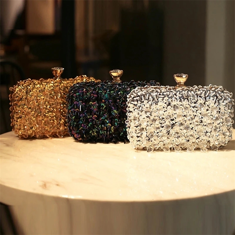 Tassel Women Evening Bags Diamonds Beaded Wedding Chain Shoulder Clutches Plastic Embroidery Party Dinner Purse 240722