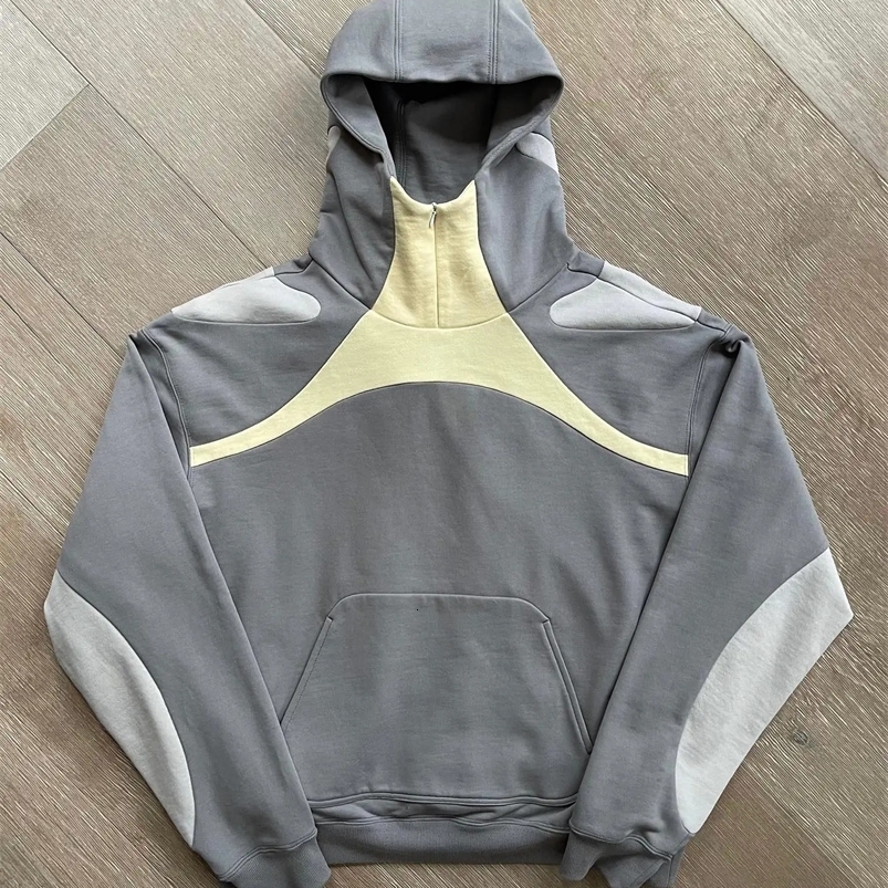 American Fashion Retro Patchwork Hoodies Y2k High Street Harajuku Pullover Oversized Long Sleeve Men Women Sweatshirt Streetwear 240820
