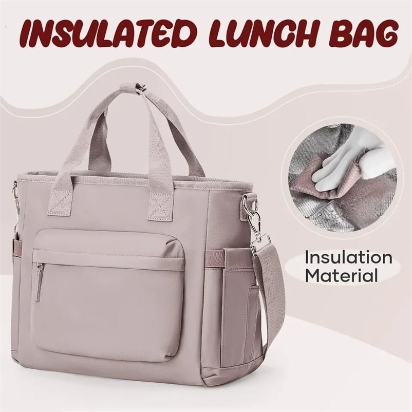 Likros insulated womens lunch bag shoulder strap lunch box adult reusable handbag work picnic beach lunch bag 241008bj