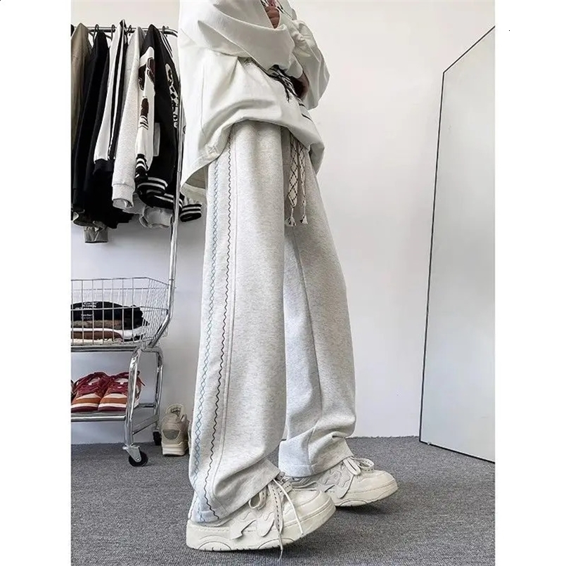 Striped Straight Leg Pants Mens Spring Fashion Loose Wide Leg Pants High Street Versatile Casual Pants 250122