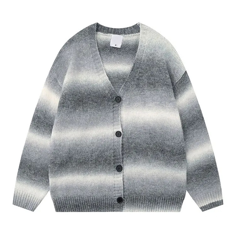 American Retro Striped College Style Knitted Sweater Unisex Autumn V-neck Casual Commuting Tops Fashion Mens Button Cardigan 240823
