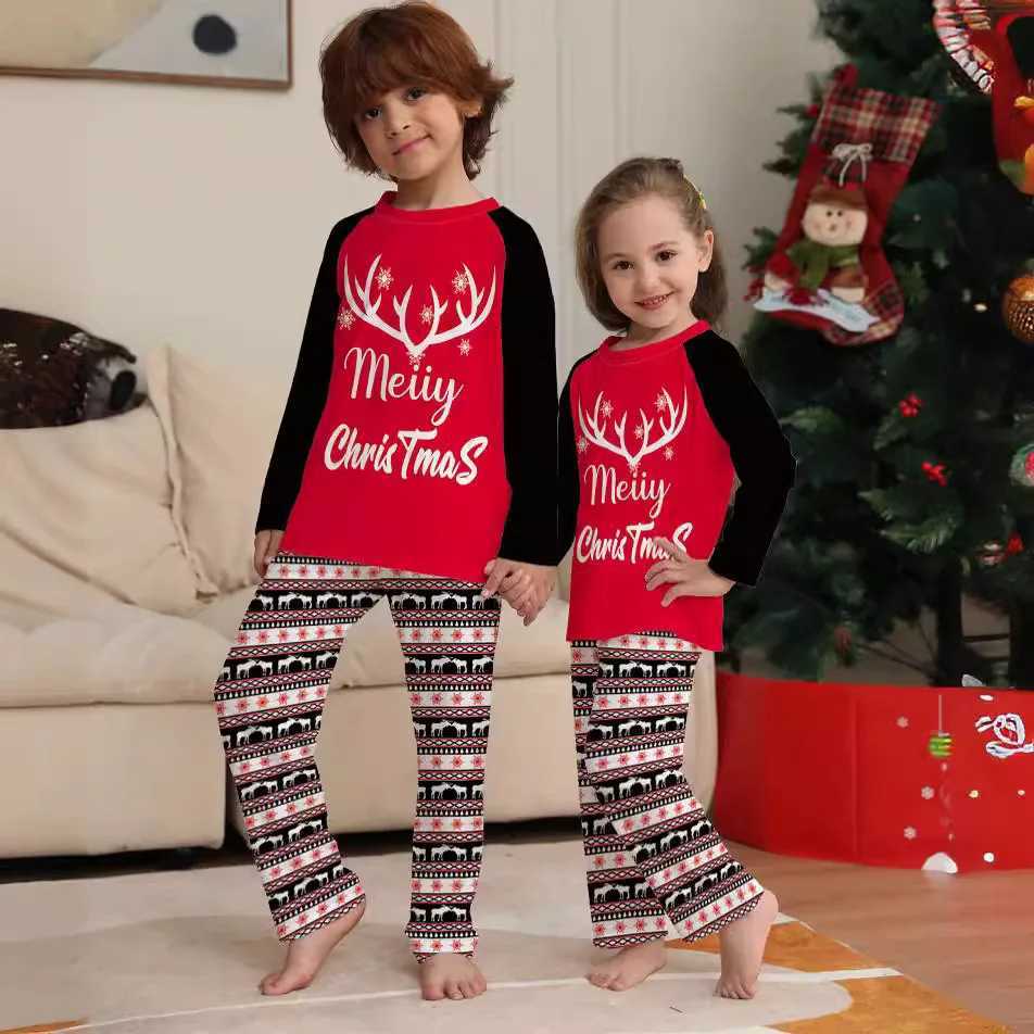 Christmas longsleeved home wear childrens adult and family parentchild wear sets Christmas and New Year clothing X250923