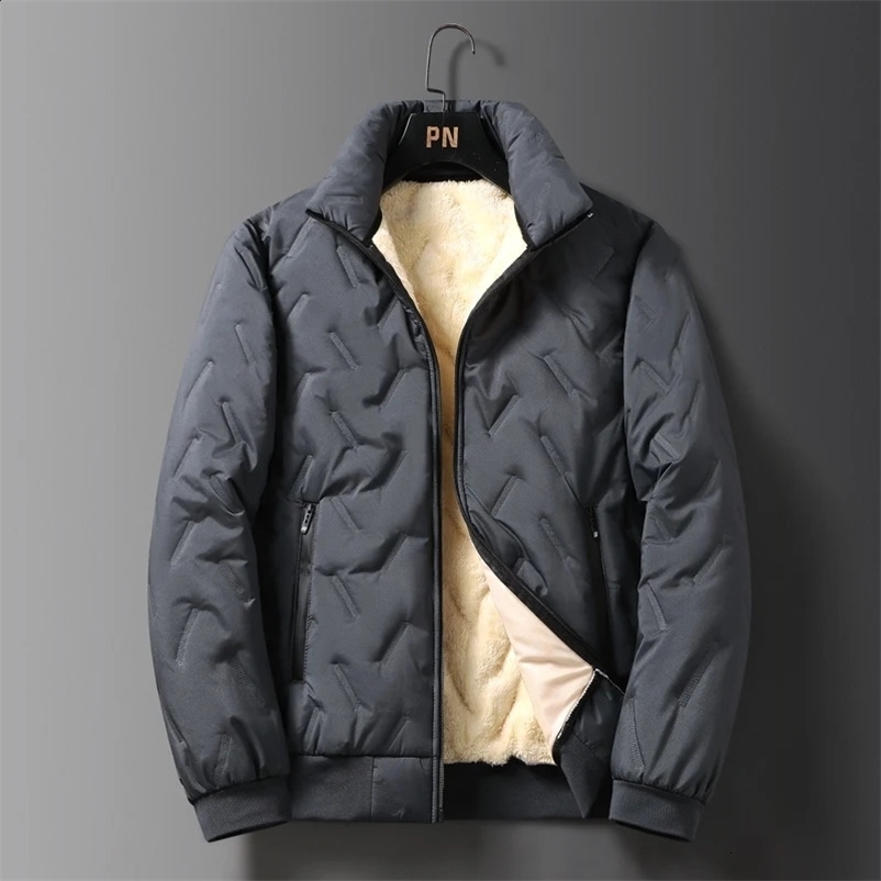 Autumn Winter Jacket Men Lambswool Warm Thicken Jackets Waterproof Jogging Casual Coat Men Fashion Loose Grey Parke Jacket 240829