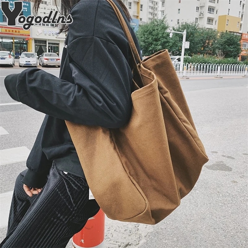 Casual Canvas Shopping Bag High Quality Eco Reusable Grocery Handbag Lightweight Shoulder Bags Large Capacity Daily Tote Pouch 240726