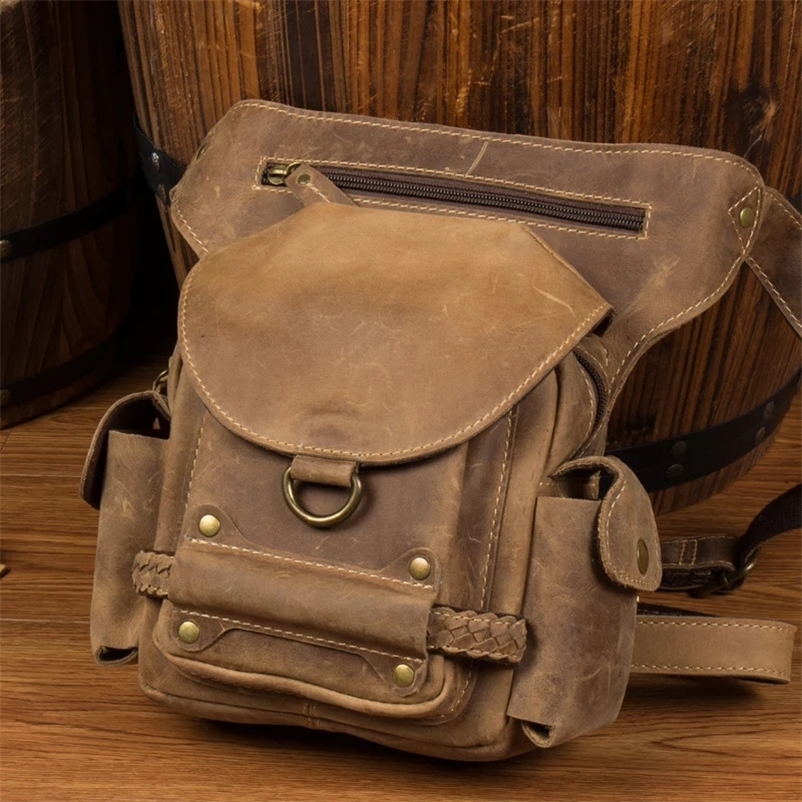 Handmade old Crazy Horse leather bags vintage leather bags casual mens bags leather shoulder bags motorcycle Ted bags 241023bj