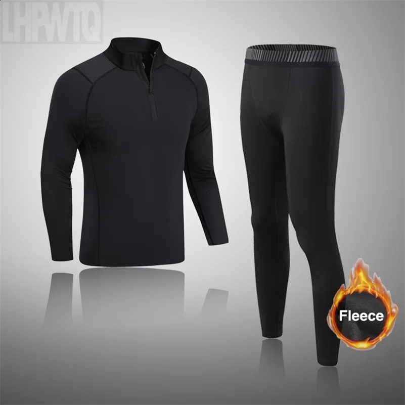 Turtleneck Thermal Underwear Sets Men Fleece Sweater Blouse Long Sleeve Thermal Underwear Suit Winter Compression t-Shirt 250206