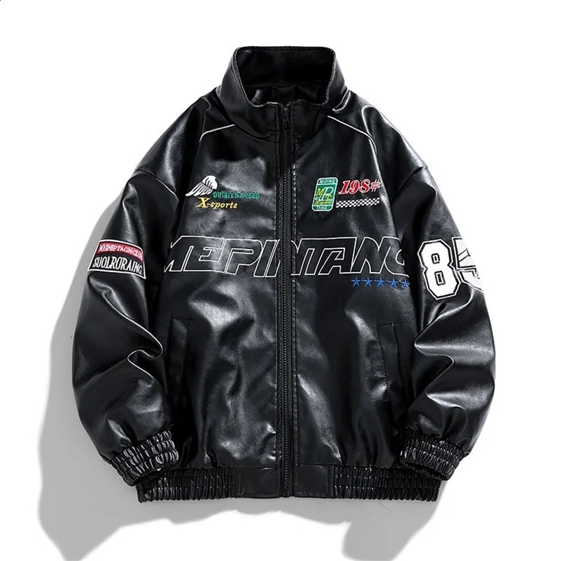 American leather jacket mens autumn and winter street Pilot motorcycle clothing hip-hop fashion loose and handsome top 241031