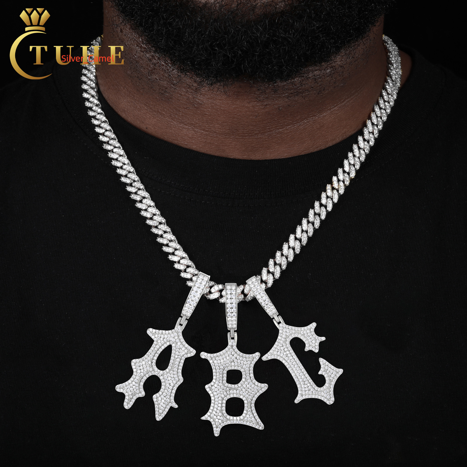 Wholesale Price Pendant Jewelry Gold Plated 925 Sterling Silver VVS Moissanite Diamond Hip Hop Letter Necklace Pendant