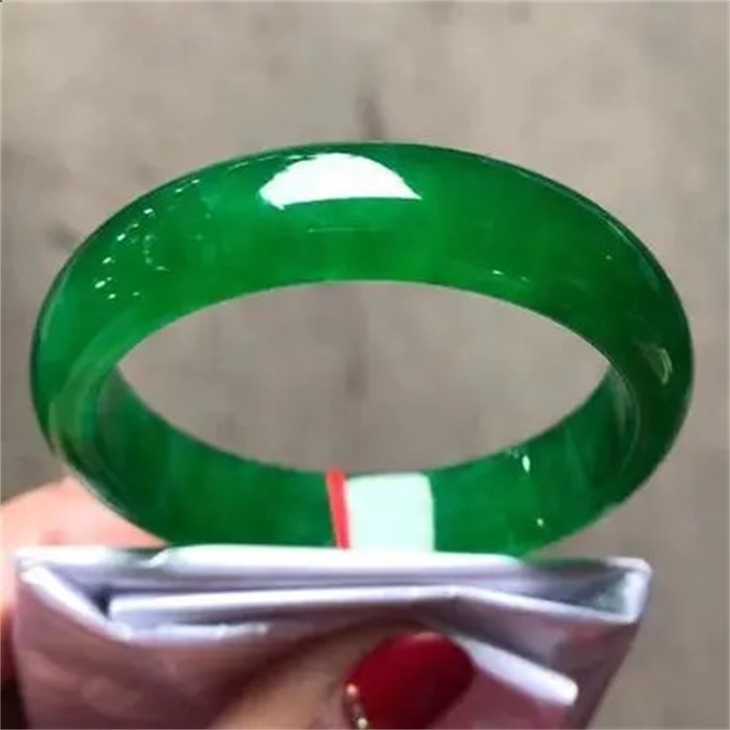 Send Certificate Burma Jadeite Bangle Women Genuine Natural Burmese Emerald Real Jade Stone Bangles Bracelet Girlfriend Mom Gift 250107bj