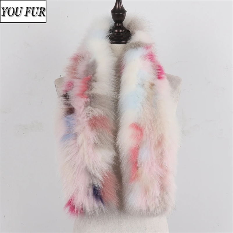 Women Winter 100% Real Fox Fur Scarf Outdoor Keep Warm Thick Natural Fox Fur Scarves Lady Fashion Genuine Fox Fur Muffler 240914