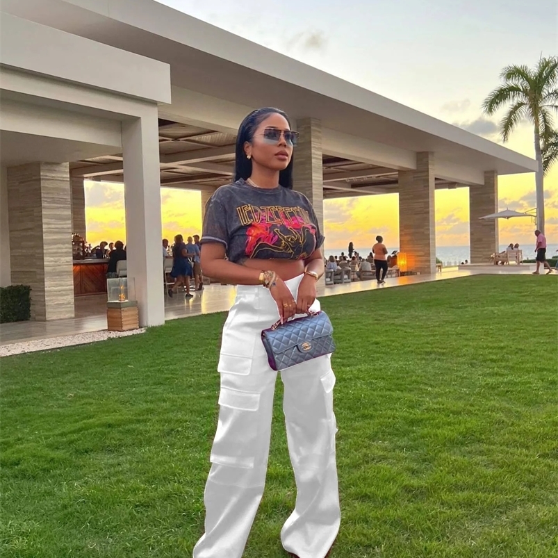 Women Trousers Spring Summer Casual Satin Stretch High Waist Cargo Pants With Pocket Streetwear Solid Wide Leg Pants Flare Pants 240820