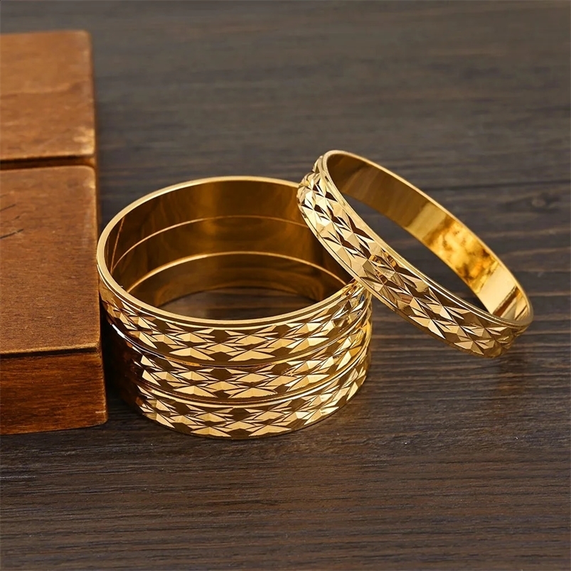 4 pieces of 24K gold-plated vintage bracelets suitable for women high-quality Dubai bridal weddings Ethiopian bracelets African bracelets party gift