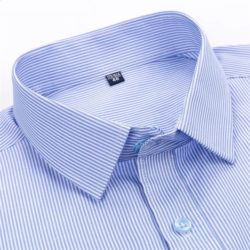 Mens Short Sleeve Shirt Business Casual Classic Plaid Striped Checked Male Social Dress Shirts Purple Blue 5XL Plus Large Size 240827