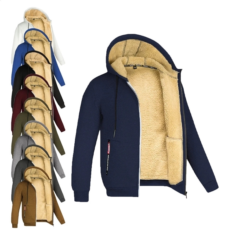 Mens Hoodie Full Zip Hoodie Fleece Jacket Plain Sports Outdoor Daily Holiday Vintage Streetwear Casual Winter 240820