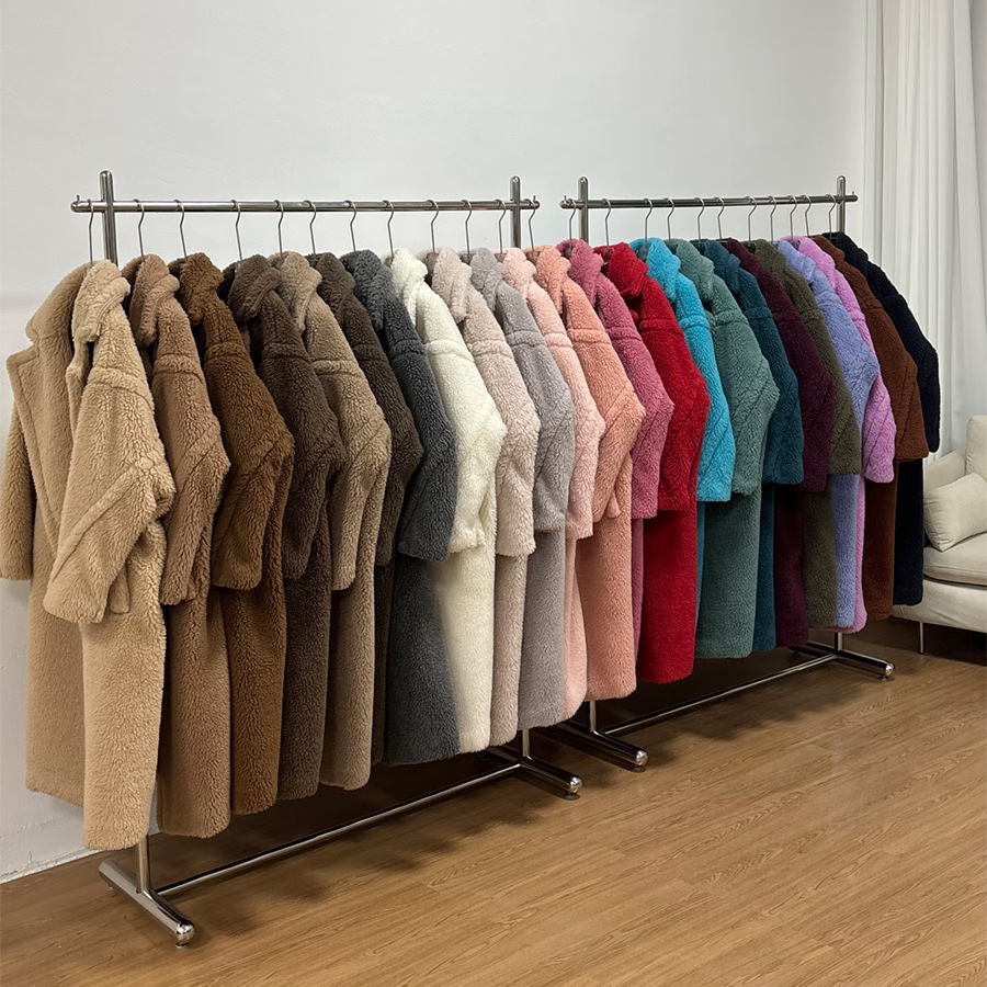 Designer Luxury Women's Long Coat Real Lambswool Warm Winter Outerwear Multiple Colors Designer Inspired Women's Coat Real Lambswool Plush