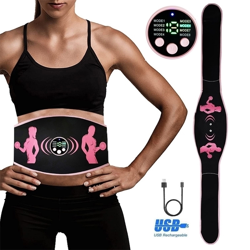 Core Abdominal Trainers Fitness EMS Electric Abdominal Massage Body Slimming Belt Muscle Stimulator USB Recharge Waist Trainer Weight Loss Drop 2308