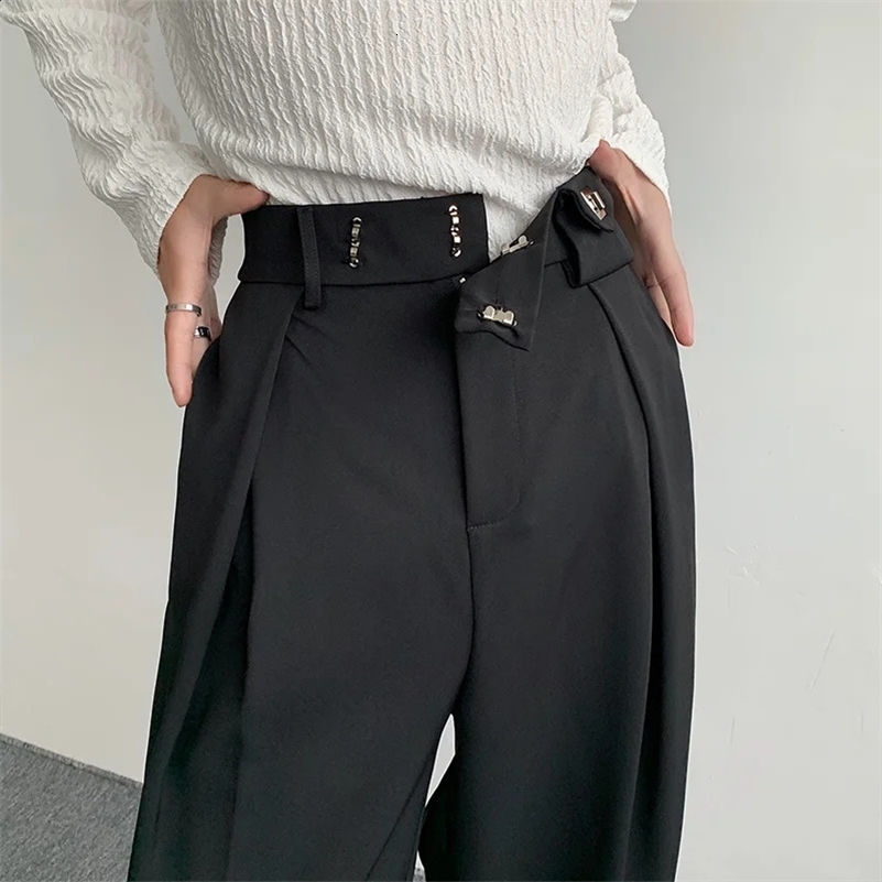 Black Suit Pants Men Fashion Social Mens Dress Pants Korean Loose Oversized Wide Leg Pants Mens Formal Trousers M-2XL 241227