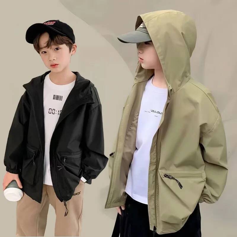 New Boys Windbreak Jackets Spring Kids Zipper Warm Tracksuit Coats Autumn Children's Clothing Teen Hooded Outerwear 4-14 Years ddmyshoesvip