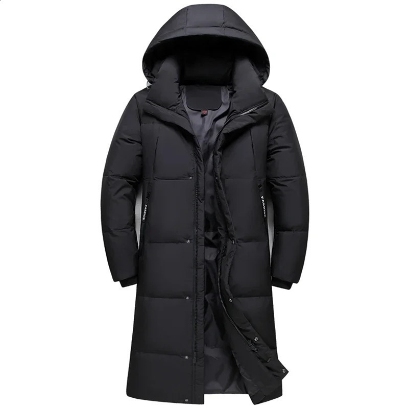 2024 Arrival Winter Down Jackets Men Overcoat Fashion Thicken Warm 90% White Duck Down Coats for Men Hooded Black Long Parka 241209
