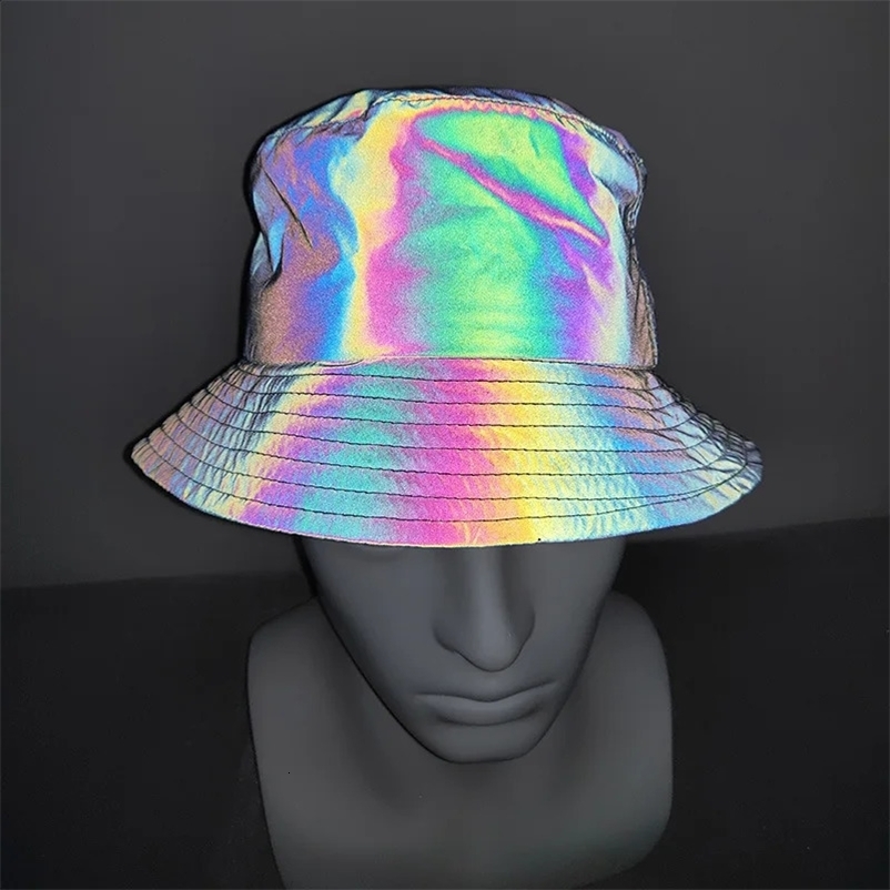 2024 Four Seasons Mens Colorful Reflective Night Fishing Fighting Hat Y2K Harajuku Hip Hop Outdoor Sports Sun Hat 241119bj