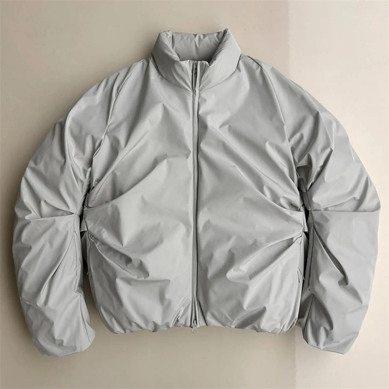 Y2K autumn and winter American fashion double zipper solid color warm oversized down jacket mens Harajuku couple casual jacket 241031