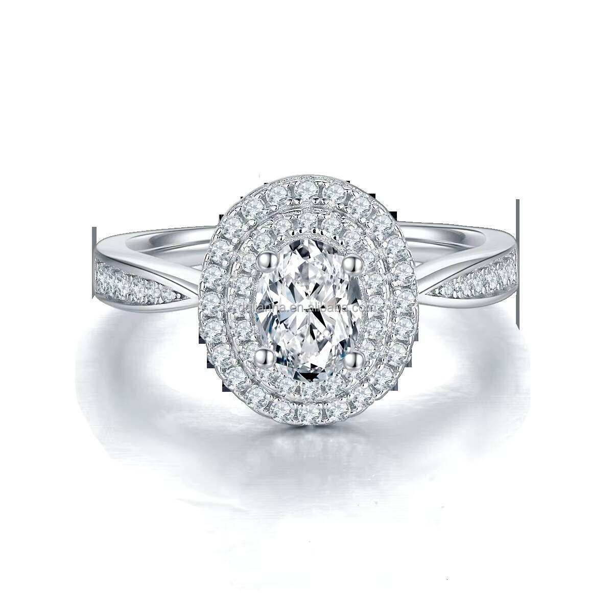 Custom Luxury 10Ct Moissanite Engagement Rings White Gold Plated S925 Silver Popular Fashion for Ladies Wedding