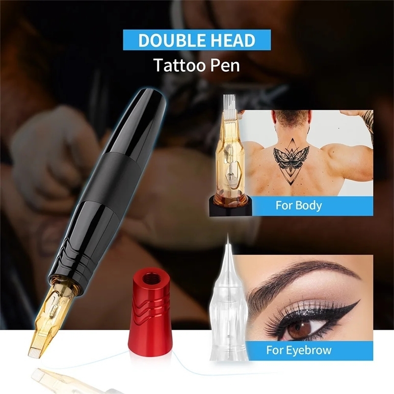Cordless Tattoo Machine Kit Professional Rotary Tattoo Machine Pen Kit with Cartridges Needles Permanent Makeup Tattoo Set 231229