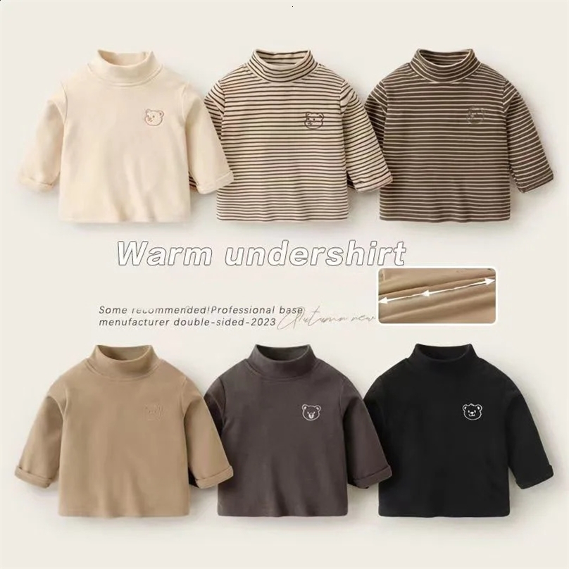 Pullover Autumn Winter Plush Baby T Shirts Children s Clothing Girls Boys Long Sleeved T shirt Cute Bear Boys Girls Top 231218