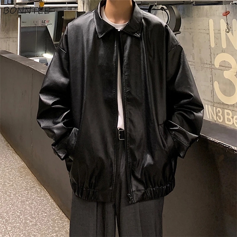 Vintage Leather Jackets Men Moto Coats Streetwear American Retro Baggy Zip-Up Clothing Bomber Outwear Chaquetas Minimalist Cool 240820