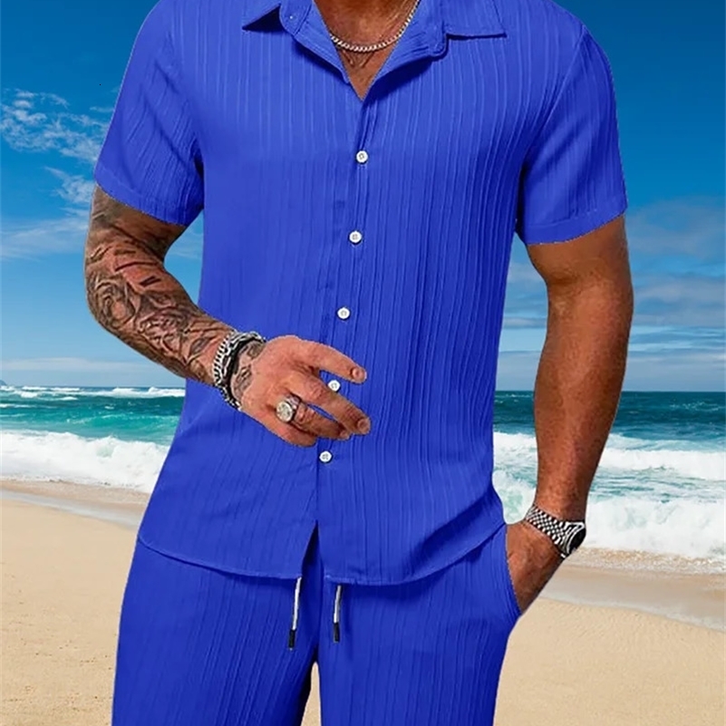 Ice Silk Cool Summer Mens Solid Color Polo Casual Loose Short Sleeve Shorts Sport Set Beach Surfing Ultra-thin Ultra Light 250519