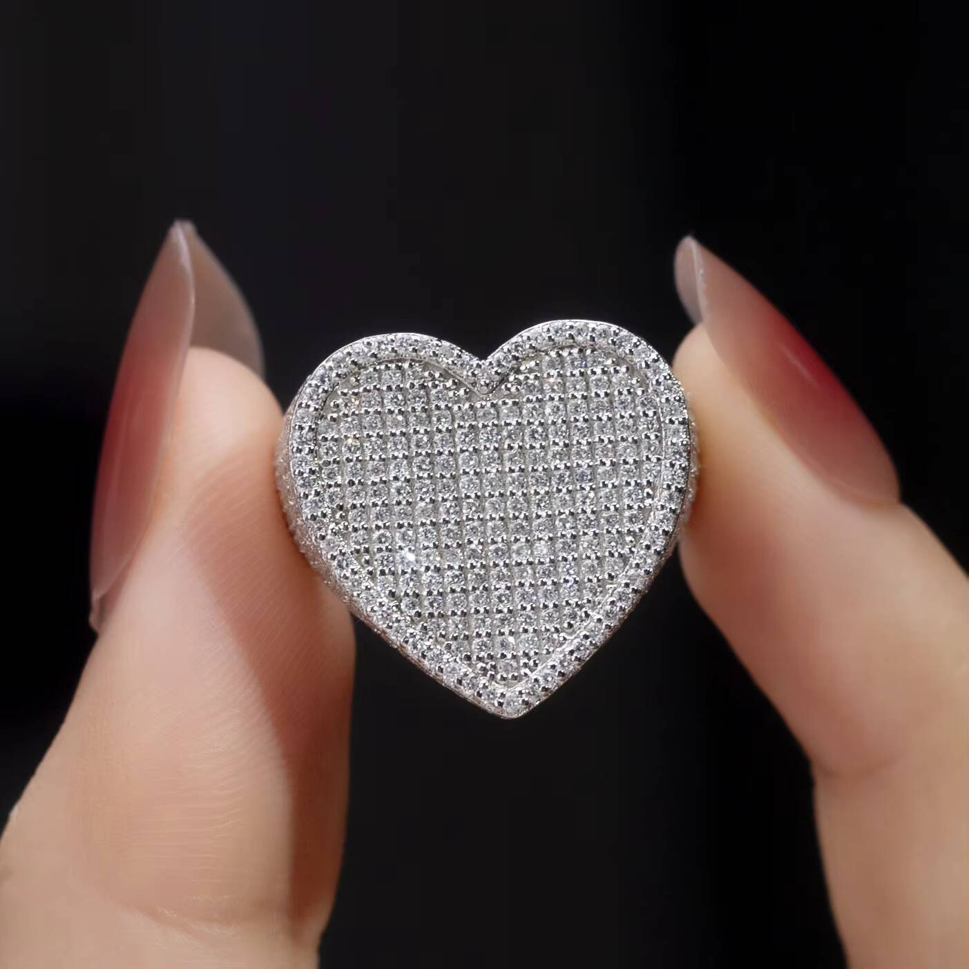 Fancy Design Heart Shape 18k Ring Wedding Jewelry Melee Lab Grown Diamond 14K Gold Couple Rings Custom