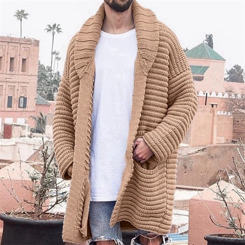 Japan and South Korea Autumn Winter Mens Fashion in The Long Cardigan Sweater Simple Lapel Long Sleeve Mens Woolen Coat M-3XL 240820