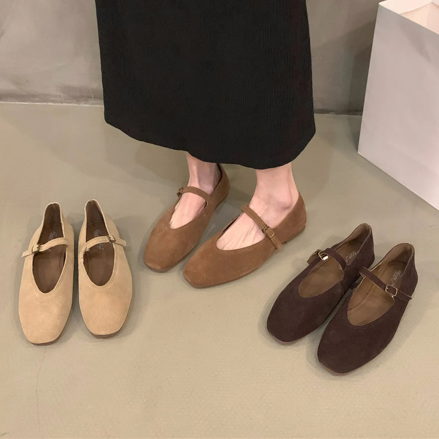 Baillamos Spring Femmes Flats Round Toe Slip peu profond sur les dames Ballet décontractées Chaussures robes en cuir soft Eelgant 250809