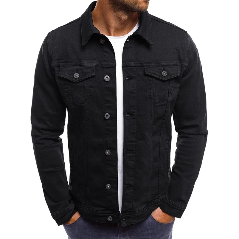 Spring Autumn Men Black Denim Jacket Mens All-match Korean Casual Fashionable Male Button Solid Color Vintage Top 250121