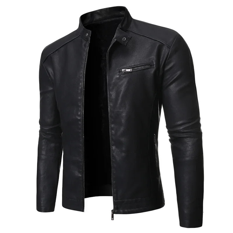 Spring and Autumn Mens Slim PU Leather Jacket Fashion Trend Korean Slim Fit Casual Mens Leather Jacket Motorcycle Jacket250920
