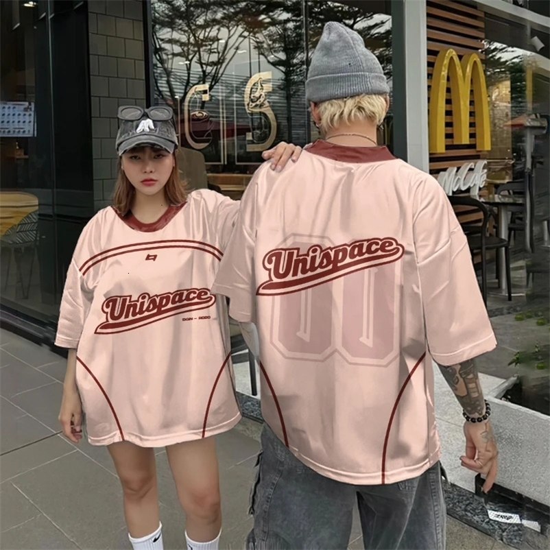 Couple Models T-Shirt Mens Fashion T-Shirt Short Sleeved Tops Summer Casual Large Size Loose Hip Hop Round Neck Clothing 240527