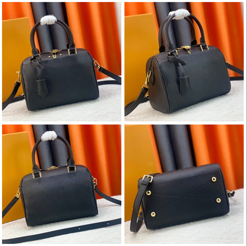 Designer Embossed Black Crossbody Purse: Embossed Leather Boston Bag, Classic Women's Shoulder Handbag, 25CM M40431 top quality soft P9 25cm